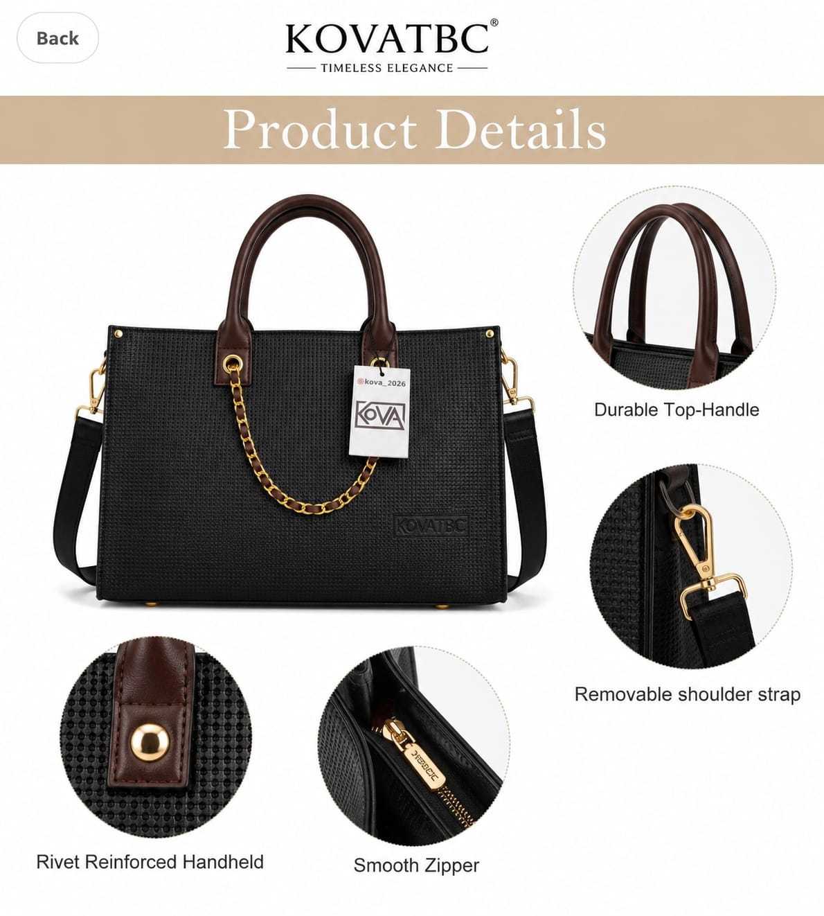 Women's tote Handbag Black