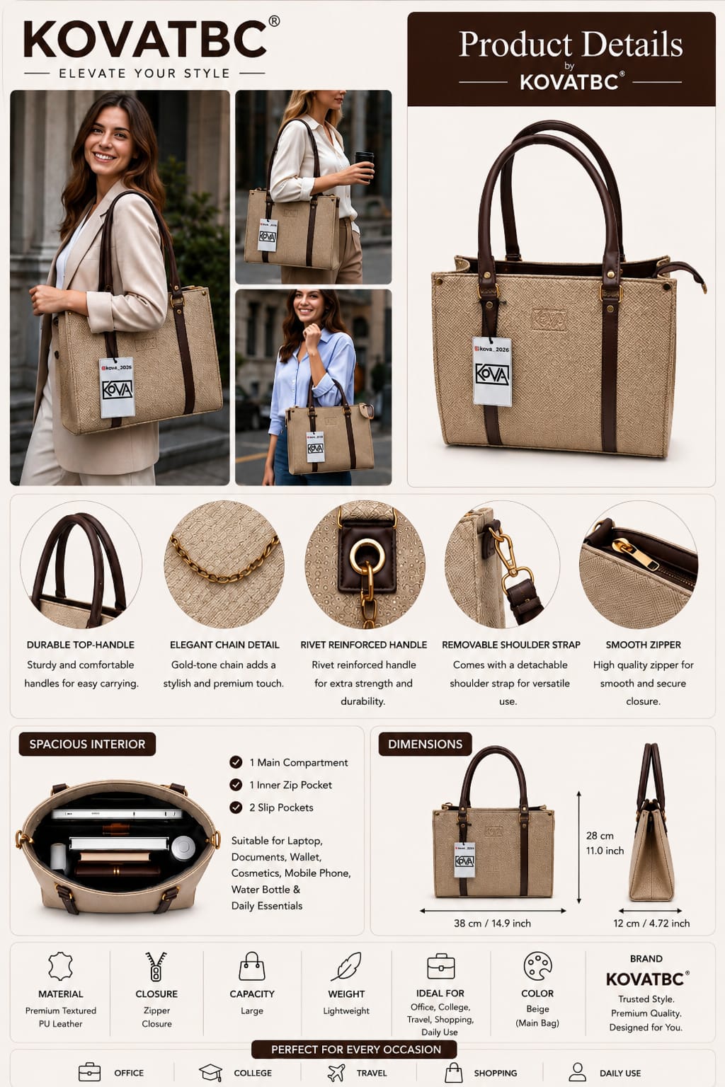 Women's high quality jute Tote Bag